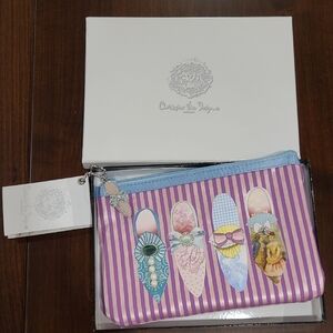 NWT Christopher Vine Designs Striped Pouch Purse